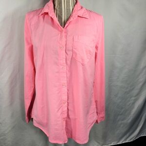 Old Navy Pink Cotton Button Down Long Sleeve Top Size Medium Barbiecore